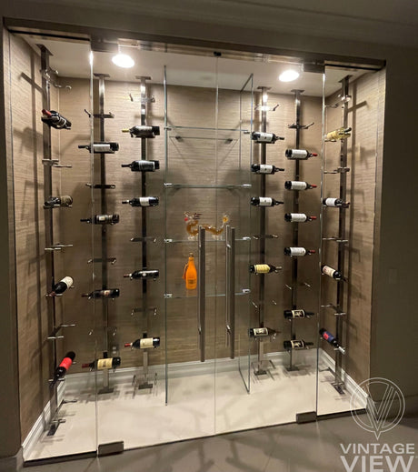VintageView Vino Series Pins 40 bottles Floating Wine Rack Frame Kit,Single Sided Floor-to-Ceiling VP-FCP-KIT-2 Wine Racks Wine Coolers Empire