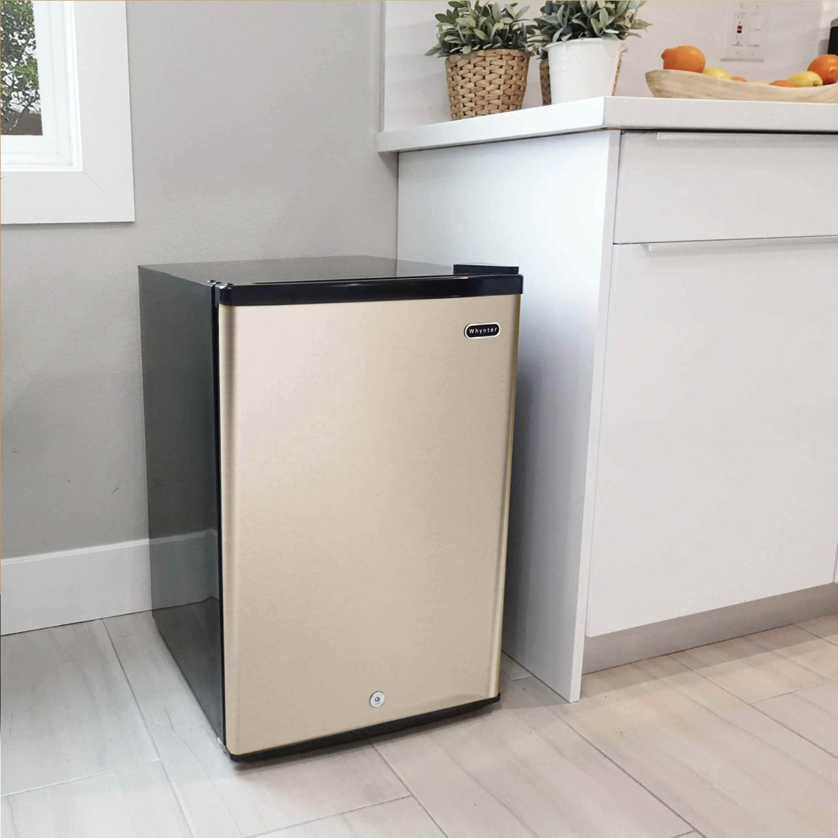 Whynter 2.1 cu.ft. Energy Star Rose Gold Upright Freezer with Lock CUF-210SSG Freezers CUF-210SSG Wine Coolers Empire