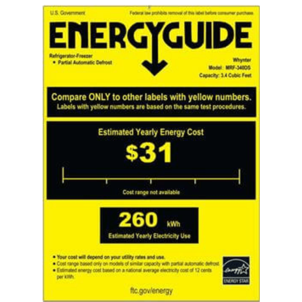 Whynter 3.4 cu.ft. Energy Star Stainless Steel Compact Refrigerator/Freezer MRF-340DS Refrigerators MRF-340DS Wine Coolers Empire