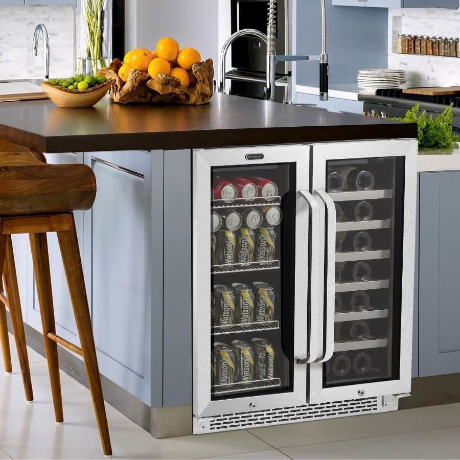 Whynter 30″ Built-In French Door Dual Zone 33 Bottle Wine Refrigerator 88 Can Beverage Center BWB-3388FDS Wine/Beverage Coolers Combo BWB-3388FDS Wine Coolers Empire