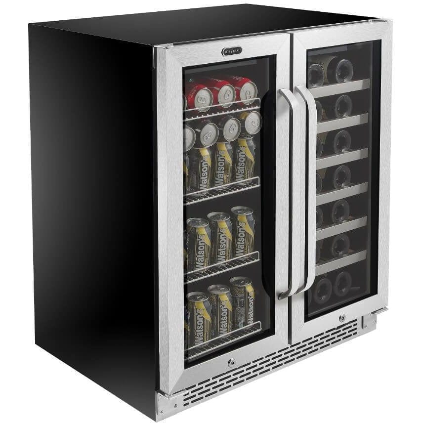 Whynter 30″ Built-In French Door Dual Zone 33 Bottle Wine Refrigerator 88 Can Beverage Center BWB-3388FDS Wine/Beverage Coolers Combo BWB-3388FDS Wine Coolers Empire