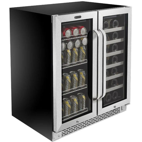 Whynter 30″ Built-In French Door Dual Zone 33 Bottle Wine Refrigerator 88 Can Beverage Center BWB-3388FDS Wine/Beverage Coolers Combo BWB-3388FDS Wine Coolers Empire