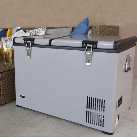Whynter 90 Quart Dual Zone Portable Fridge/ Freezer with 12v Option and Wheels FM-901DZ Freezers FM-901DZ Wine Coolers Empire