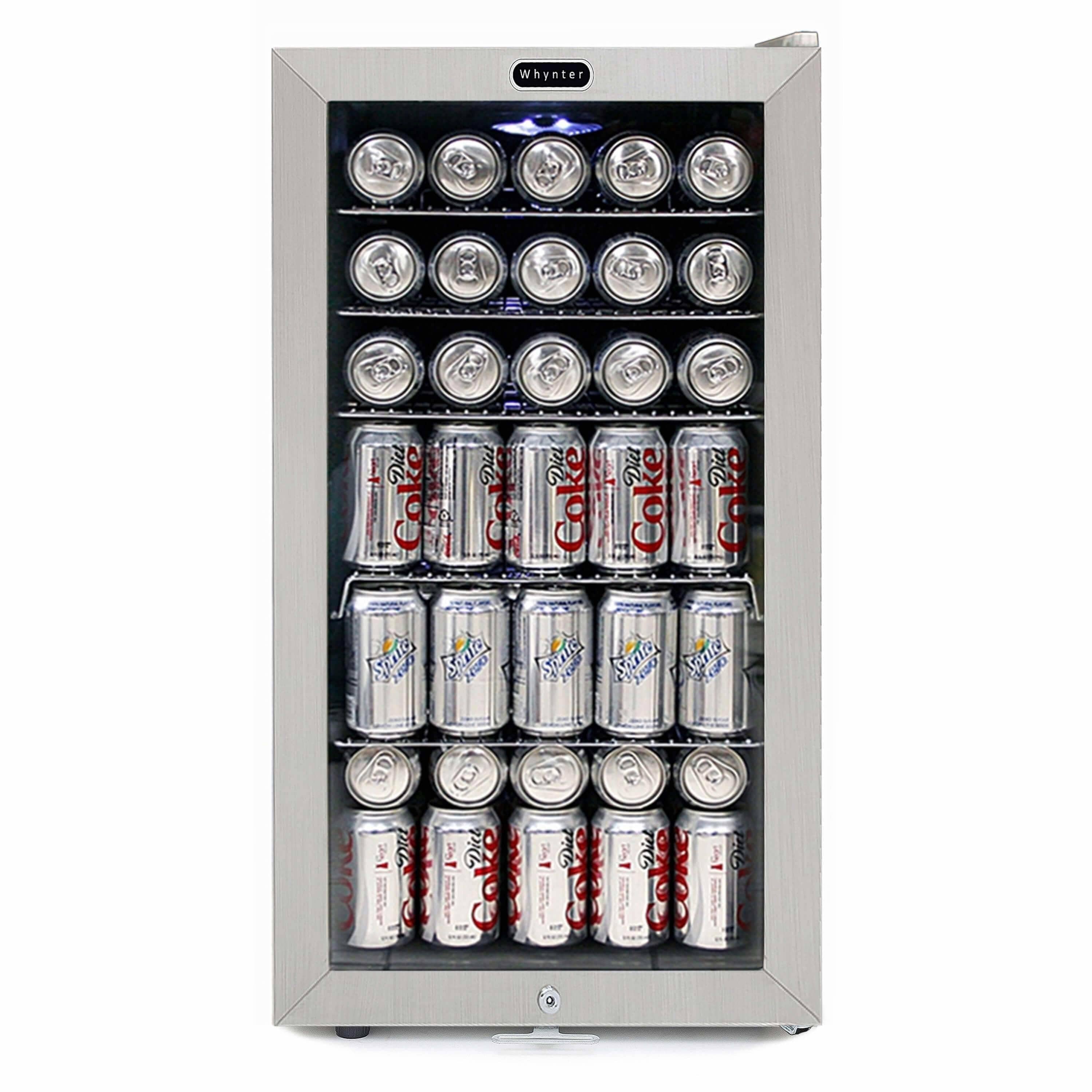 Whynter Beverage Refrigerator With Lock - Stainless Steel 120 Can Capacity BR-128WS Beverage Centers BR-128WS Wine Coolers Empire