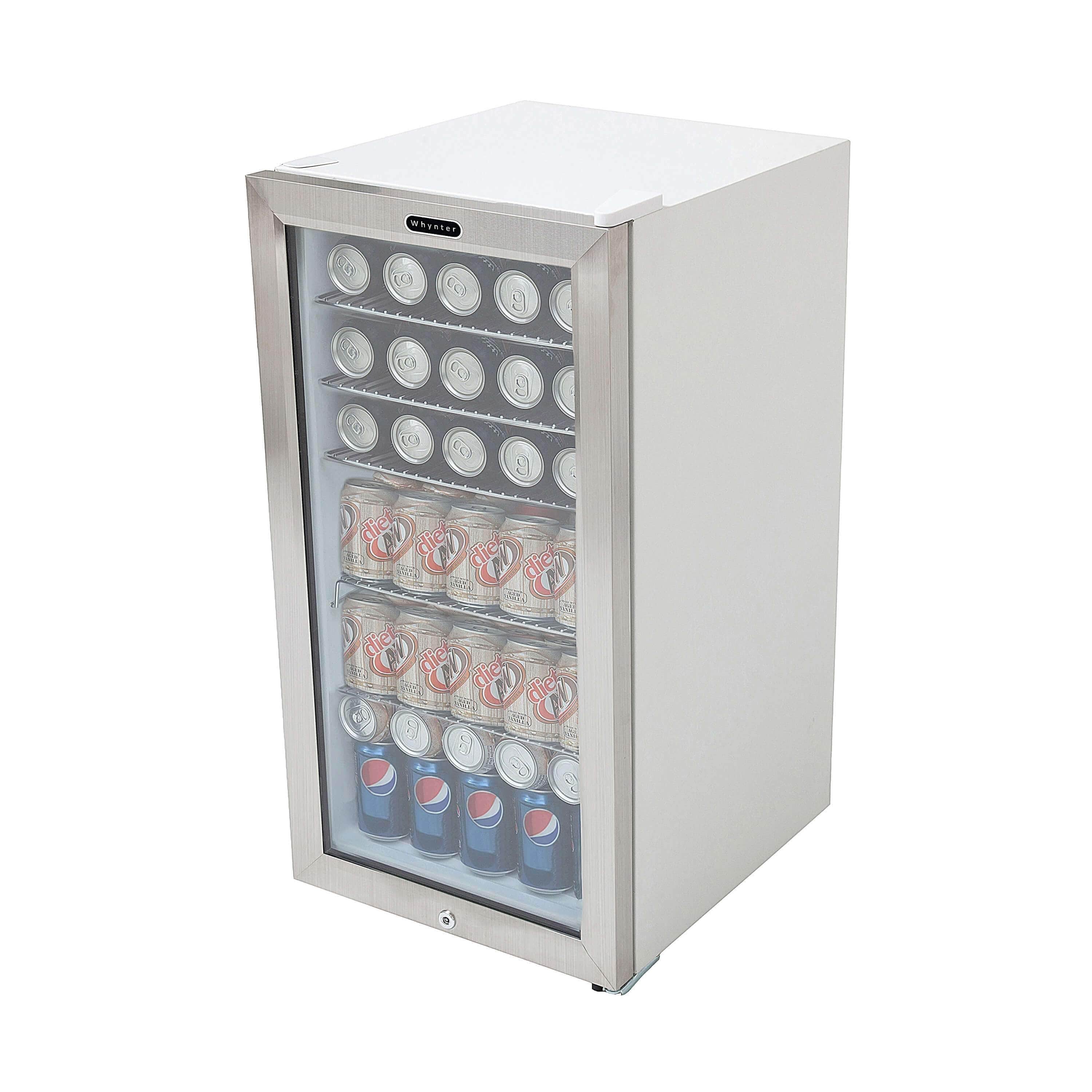 Whynter Beverage Refrigerator With Lock - Stainless Steel 120 Can Capacity BR-128WS Beverage Centers BR-128WS Wine Coolers Empire