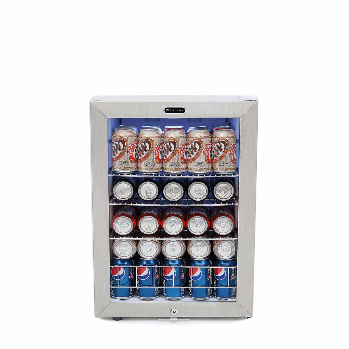 Whynter Beverage Refrigerator With Lock - Stainless Steel 90 Can Capacity BR-091WS Beverage Centers BR-091WS Wine Coolers Empire