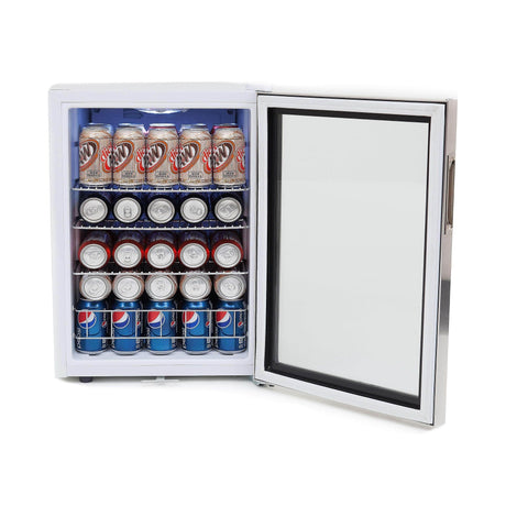 Whynter Beverage Refrigerator With Lock - Stainless Steel 90 Can Capacity BR-091WS Beverage Centers BR-091WS Wine Coolers Empire