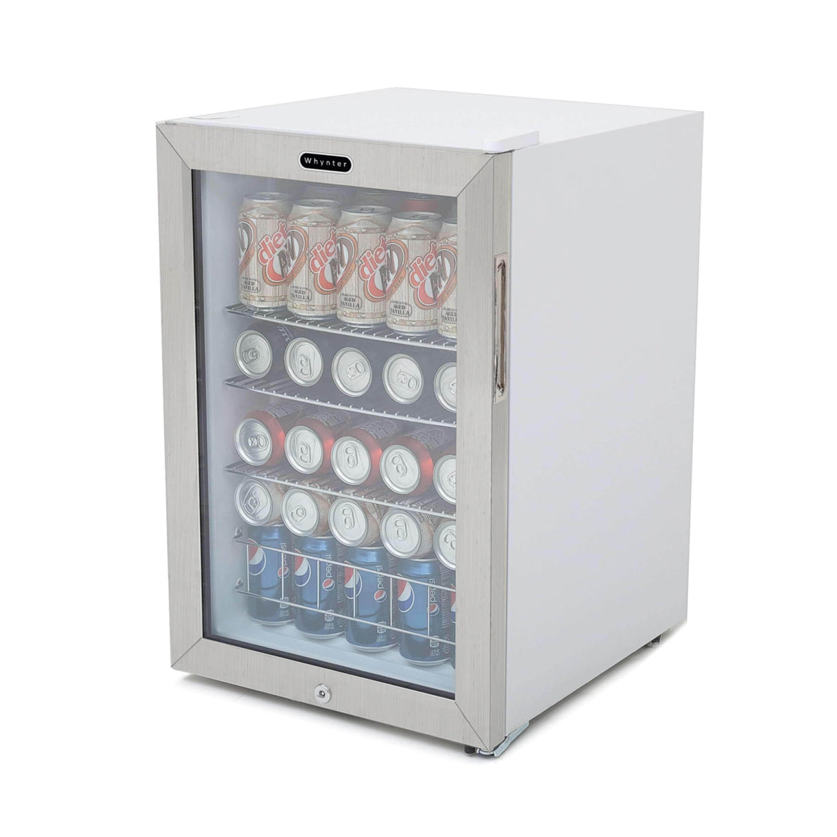 Whynter Beverage Refrigerator With Lock - Stainless Steel 90 Can Capacity BR-091WS Beverage Centers BR-091WS Wine Coolers Empire