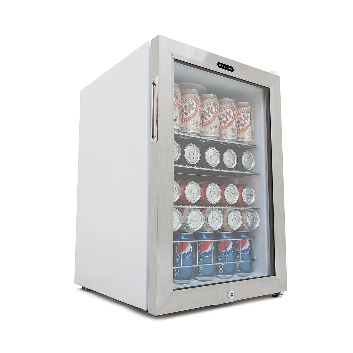 Whynter Beverage Refrigerator With Lock - Stainless Steel 90 Can Capacity BR-091WS Beverage Centers BR-091WS Wine Coolers Empire