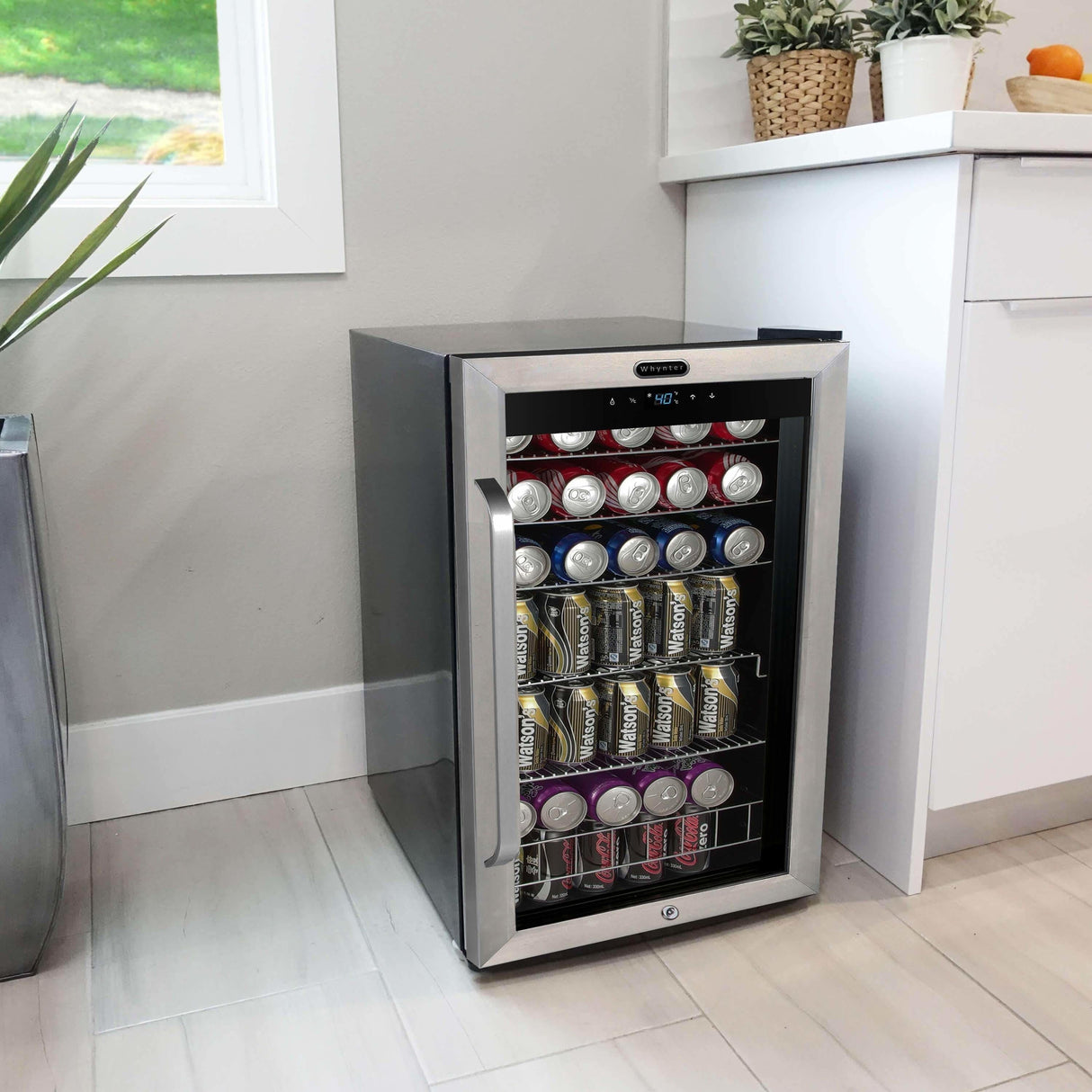 Whynter Freestanding 121 can Beverage Refrigerator with Digital Control and Internal Fan BR-1211DS Beverage Centers BR-1211DS Wine Coolers Empire