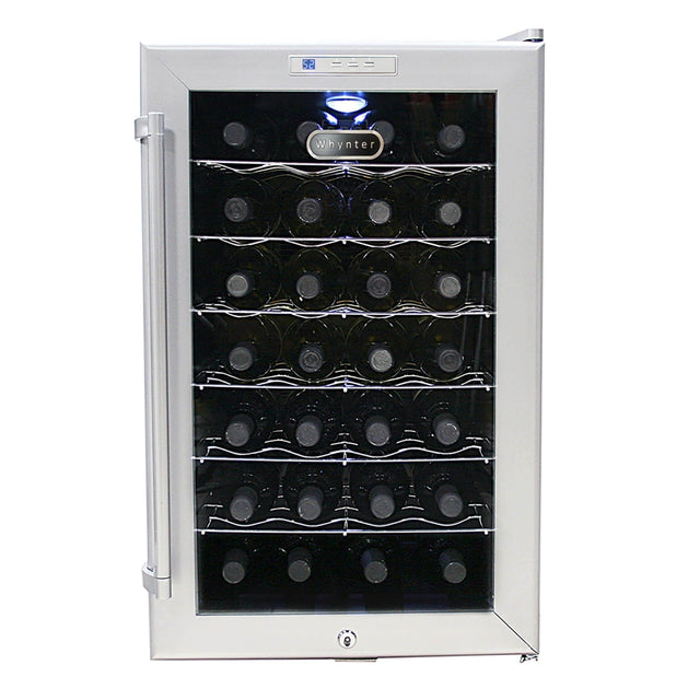 Whynter SNO 28 Bottles Wine Cooler - Platinum with lock  WC-28S Wine Coolers WC-28S Wine Coolers Empire