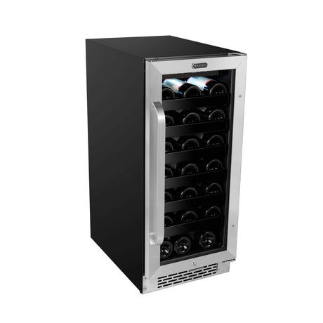Whynter Undercounter Stainless Steel Wine Refrigerator with Reversible Door 12" Built-in 33 Bottle BWR-308SB Wine Coolers BWR-308SB Wine Coolers Empire