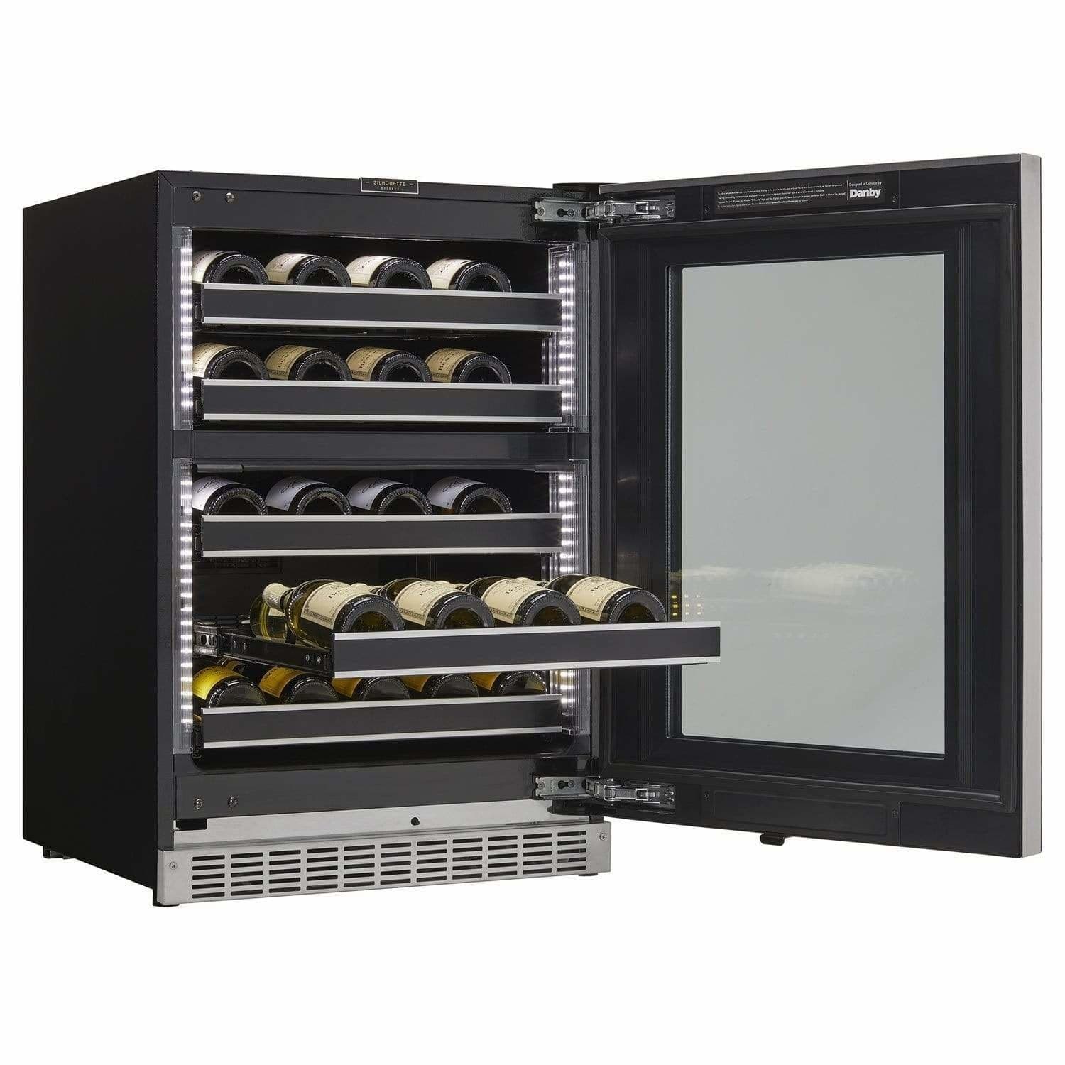 Danby Silhouette Reserve 24 Inch, 37 Bottle Capacity Dual Zone Wine Fridge, Left Swing SRVWC050L Wine Coolers Empire
