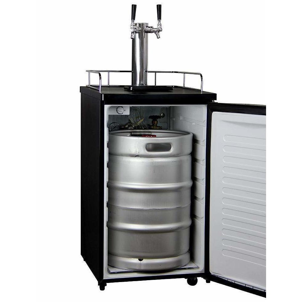 Kegco 20" Wide Dual Tap Black Kegerator K199B-2 Wine Coolers Empire