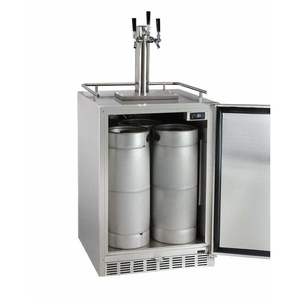 Kegco 24" Wide Cold Brew Coffee Triple Tap All Stainless Steel Outdoor Built-In Right Hinge Kegerator ICHK38SSU-3 Wine Coolers Empire