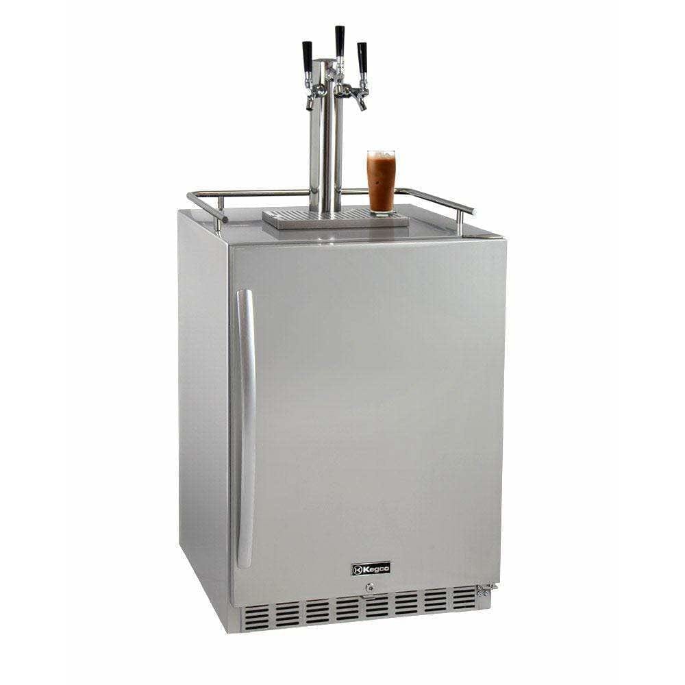 Kegco 24" Wide Cold Brew Coffee Triple Tap All Stainless Steel Outdoor Built-In Right Hinge Kegerator ICHK38SSU-3 Wine Coolers Empire