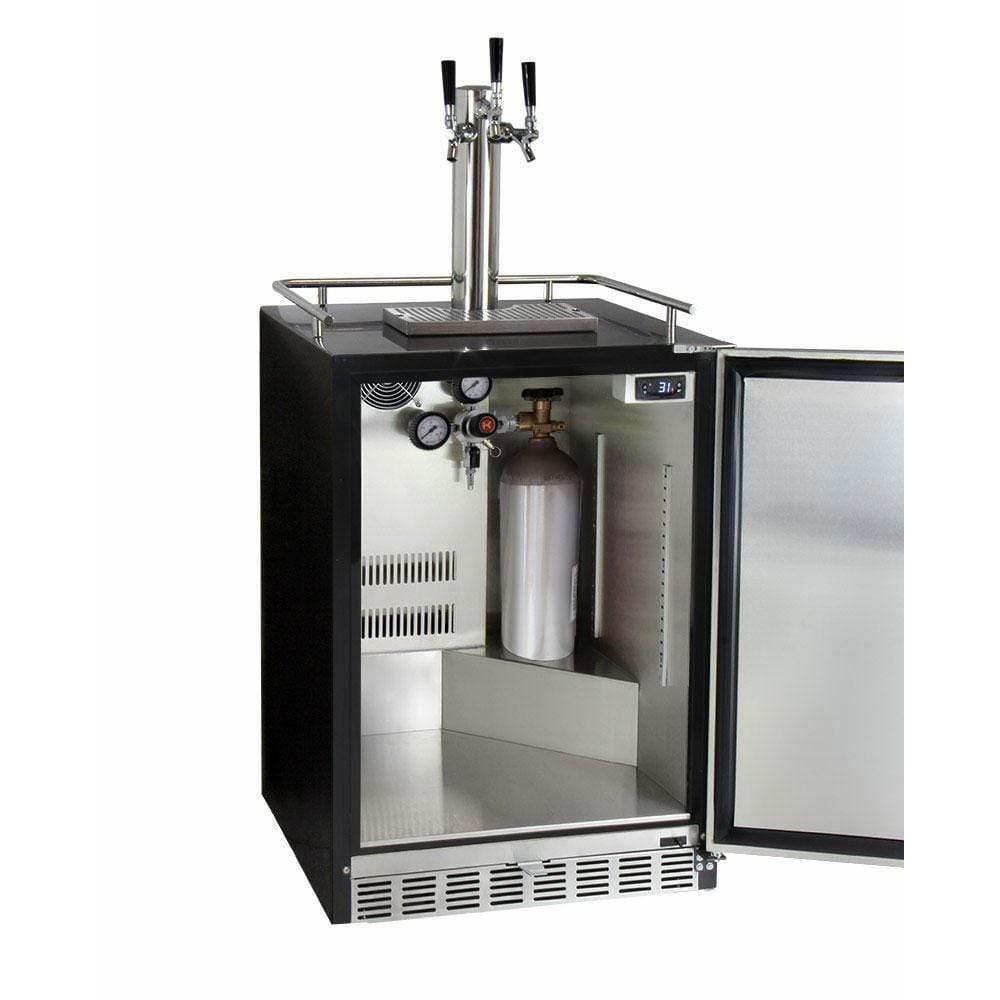 Kegco 24" Wide Cold Brew Coffee Triple Tap Stainless Steel Built-In Right Hinge Kegerator ICHK38BSU-3 Wine Coolers Empire