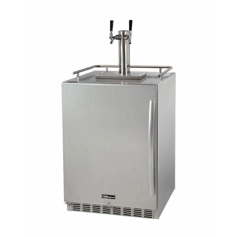 Kegco 24" Wide Dual Tap All Stainless Steel Outdoor Built-In Left Hinge with Kit Kegerator HK38SSU-L-2 Wine Coolers Empire
