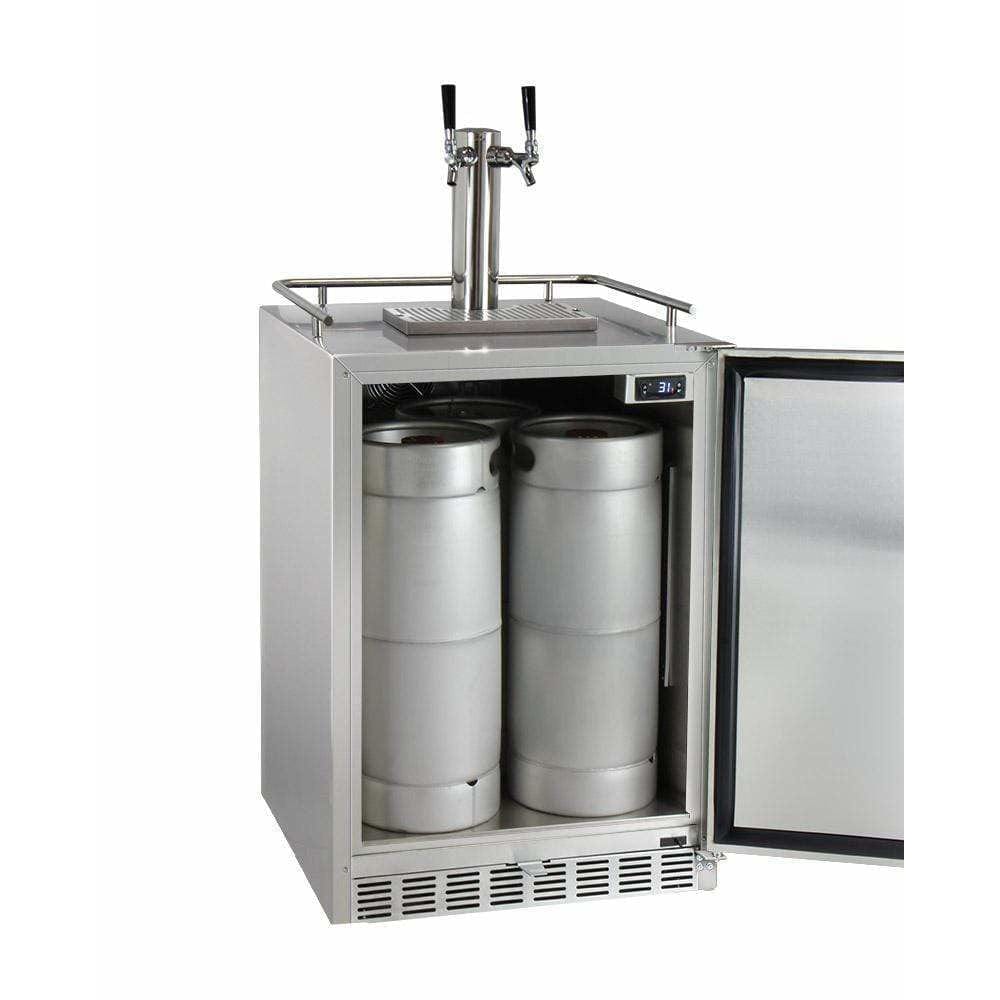 Kegco 24" Wide Dual Tap All Stainless Steel Outdoor Built-In Left Hinge with Kit Kegerator HK38SSU-L-2 Wine Coolers Empire