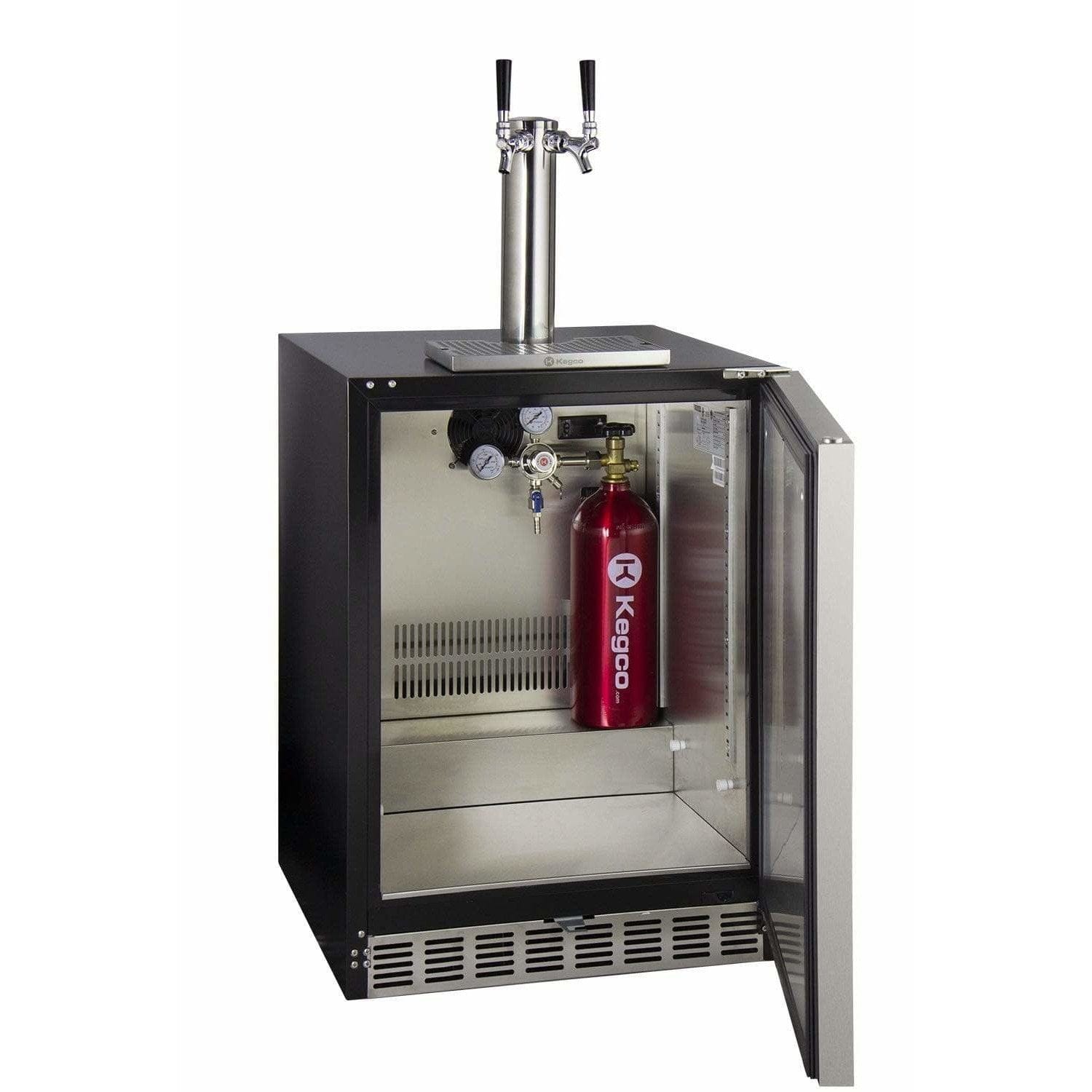 Kegco 24" Wide Dual Tap Stainless Steel Built-In Left Hinge ADA with Kit Kegerator HK48BSA-L-2 Wine Coolers Empire