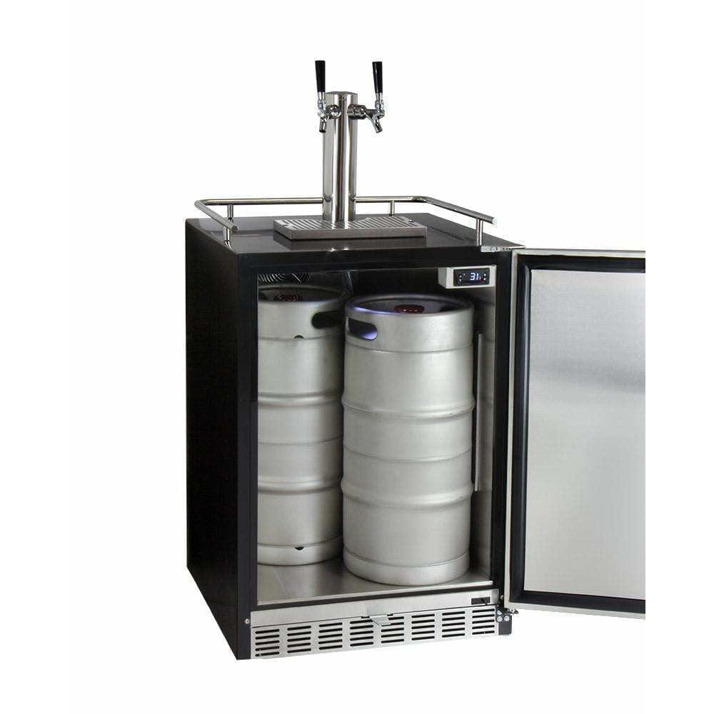 Kegco 24" Wide Dual Tap Stainless Steel Built-In Right Hinge with Kit Kegerator HK38BSU-2 Wine Coolers Empire