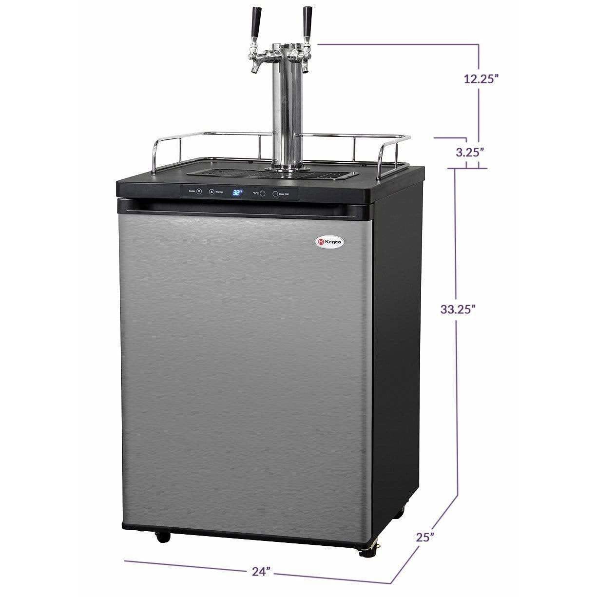 Kegco 24" Wide Dual Tap Stainless Steel Digital Home Brew Kegerator HBK309S-2 Wine Coolers Empire