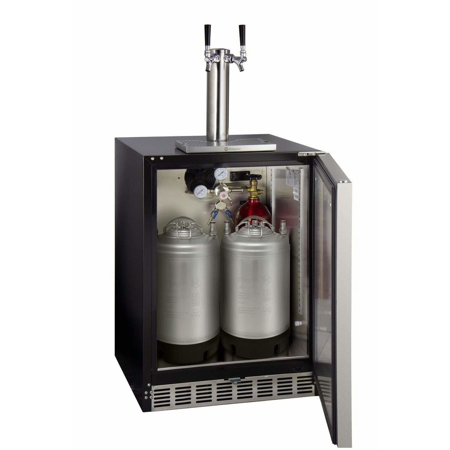 Kegco 24" Wide Dual Tap Stainless Steel Right Hinge Built-in ADA with Kit Kegerator HK48BSA-2 Wine Coolers Empire
