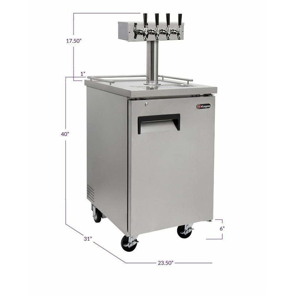 Kegco 24" Wide Four Tap All Stainless Steel Home Brew Kegerator HBK1XS-4 Wine Coolers Empire