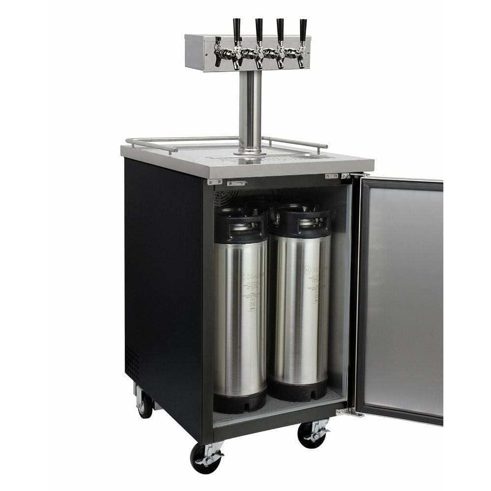Kegco 24" Wide Four Tap Black with Kegs Home Brew Kegerator HBK1XB-4K Wine Coolers Empire