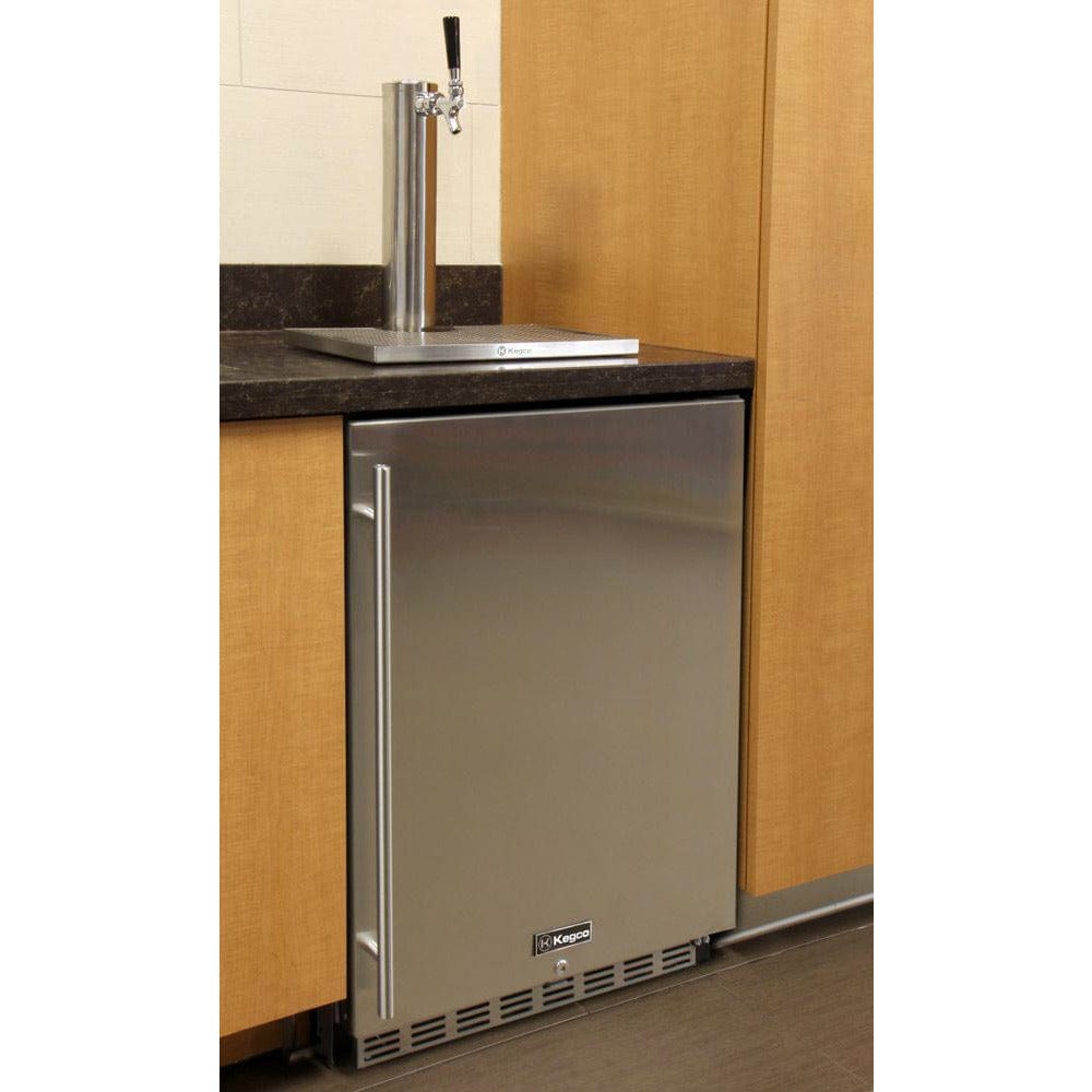 Kegco 24" Wide Single Tap Stainless Steel Built-In Left Hinge with Kit Kegerator HK38BSC-L-1 Wine Coolers Empire