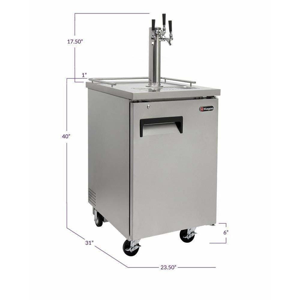 Kegco 24" Wide Triple Tap All Stainless Steel Home Brew Kegerator HBK1XS-3 Wine Coolers Empire