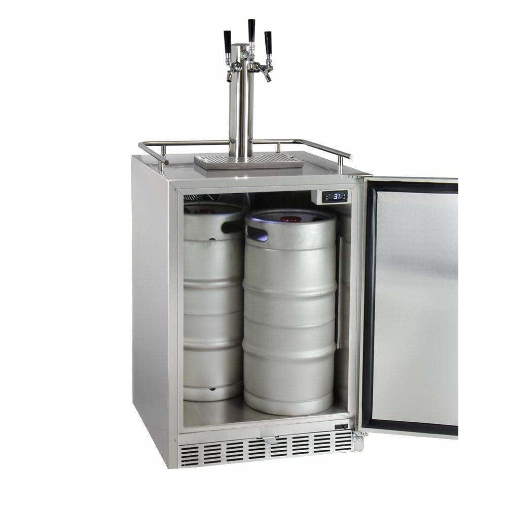 Kegco 24" Wide Triple Tap All Stainless Steel Outdoor Built-In Right Hinge with Kit Kegerator HK38SSU-3 Wine Coolers Empire