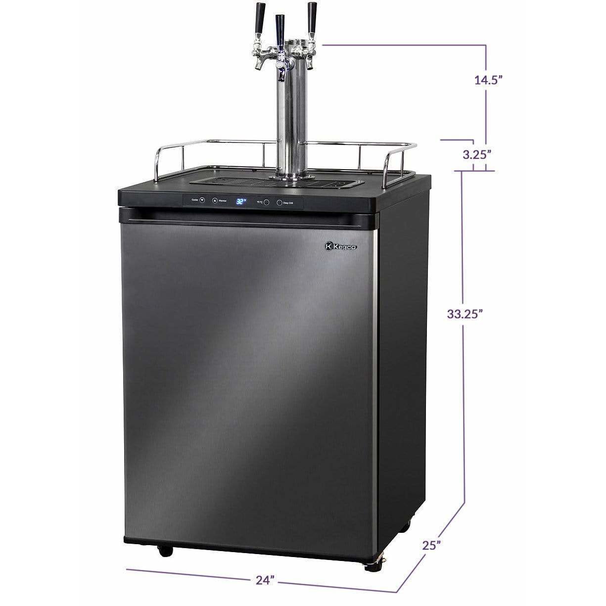 Kegco 24" Wide Triple Tap Black Stainless Steel Home Brew Kegerator HBK309X-3 Wine Coolers Empire