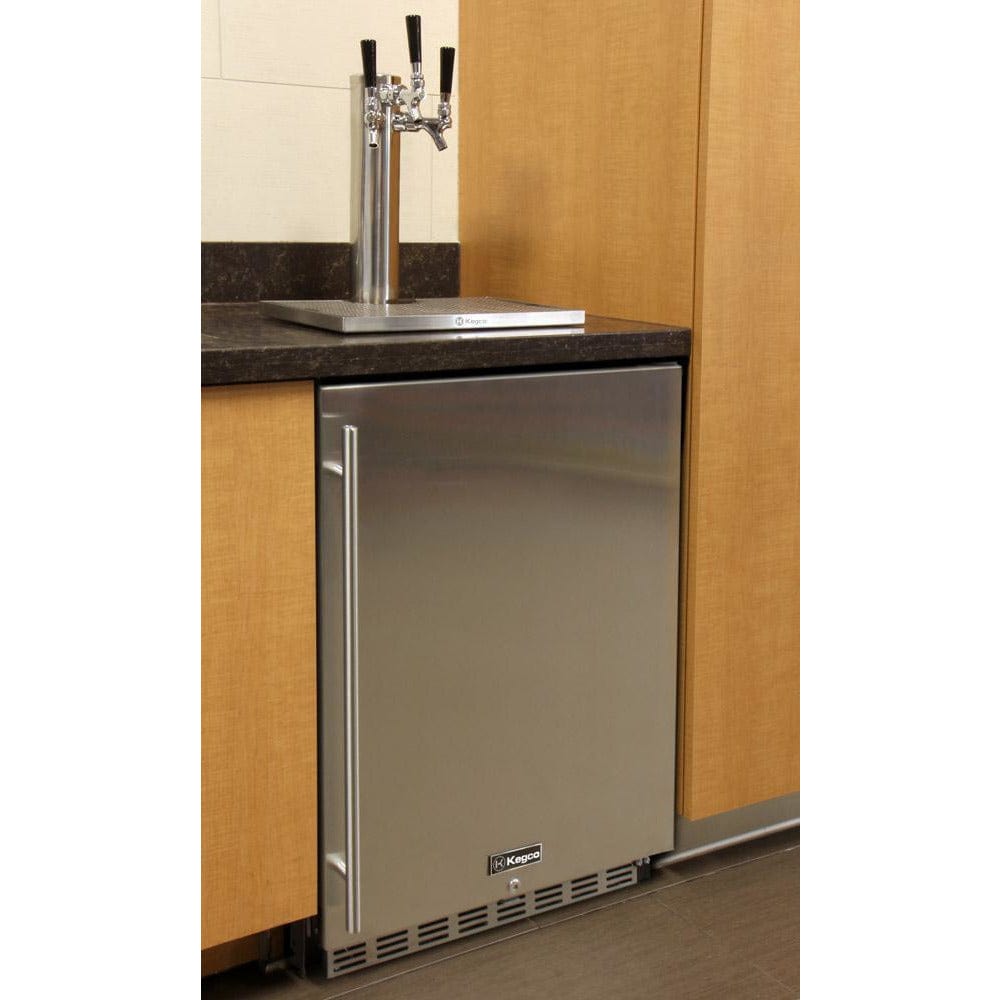Kegco 24" Wide Triple Tap Stainless Steel Built-In Right Hinge with Kit Kegerator HK38BSU-3 Wine Coolers Empire