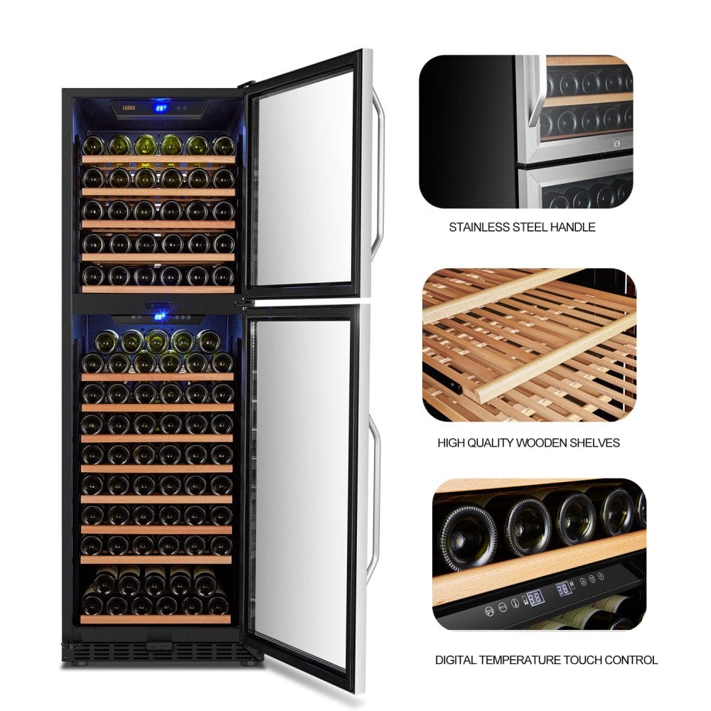 Lanbo 162 Bottles Dual Door Stainless Steel Dual Zone Wine Coolers LW162DD - Lanbo | Wine Coolers Empire  - Trusted Dealer