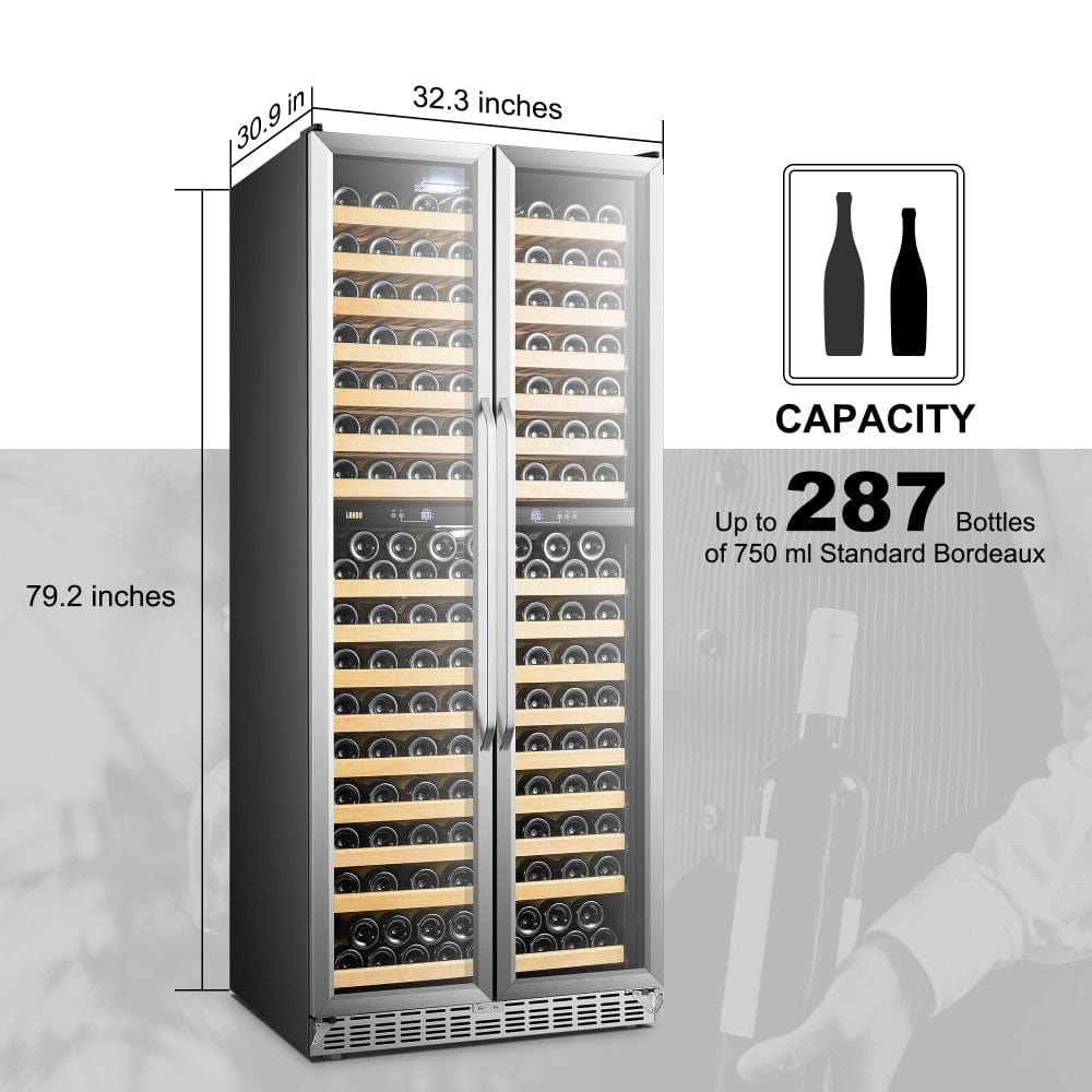 Lanbo Luxury 287 Bottles Dual Door Stainless Steel Wine Coolers LW328DD - Lanbo |  Wine Coolers Empire - Truisted Dealer