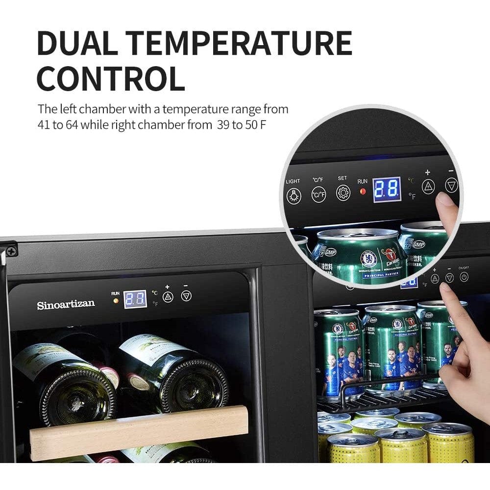 Sinoartizan 24" Dual Zone Stainless Steel Wine and Beverage Coolers ST-36B Wine Coolers Empire