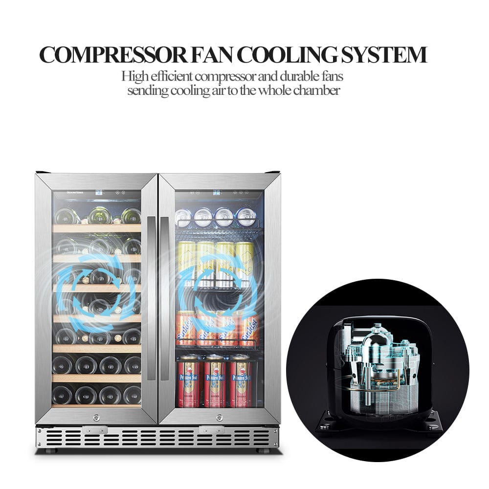 Sinoartizan 30" Dual Zone Stainless Steel Wine and Beverage Coolers ST-66B Wine Coolers Empire