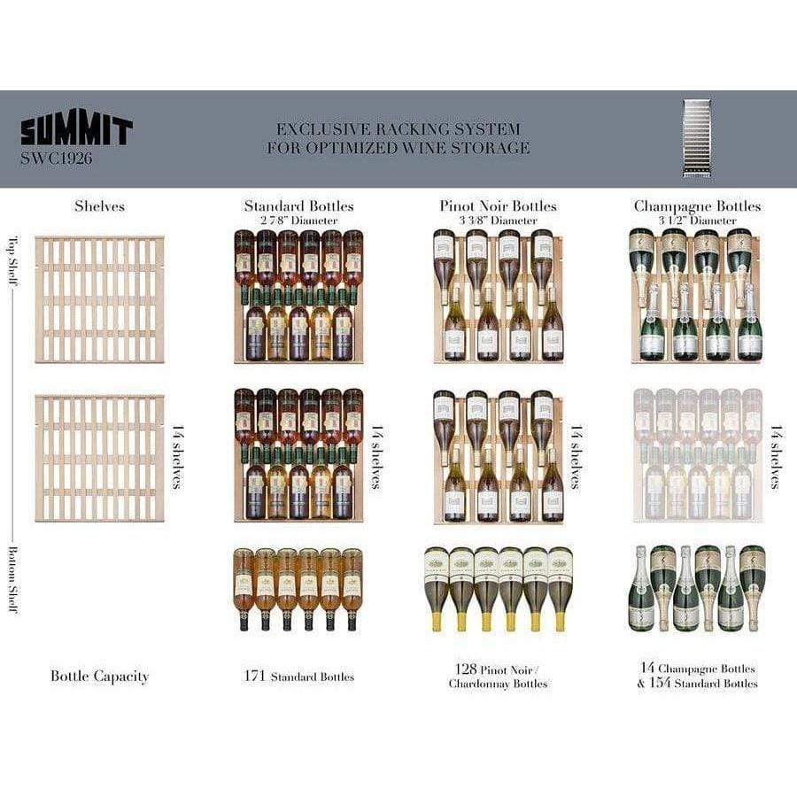 Summit 171 Bottle Single Zone Stainless Steel Wine Fridge SWC1926 Wine Coolers Empire