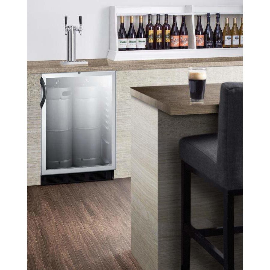 Summit 24" Built-in Automatic Defrost Single Tap Glass Door Commercial ADA Kegerator SBC56GBIADA Wine Coolers Empire