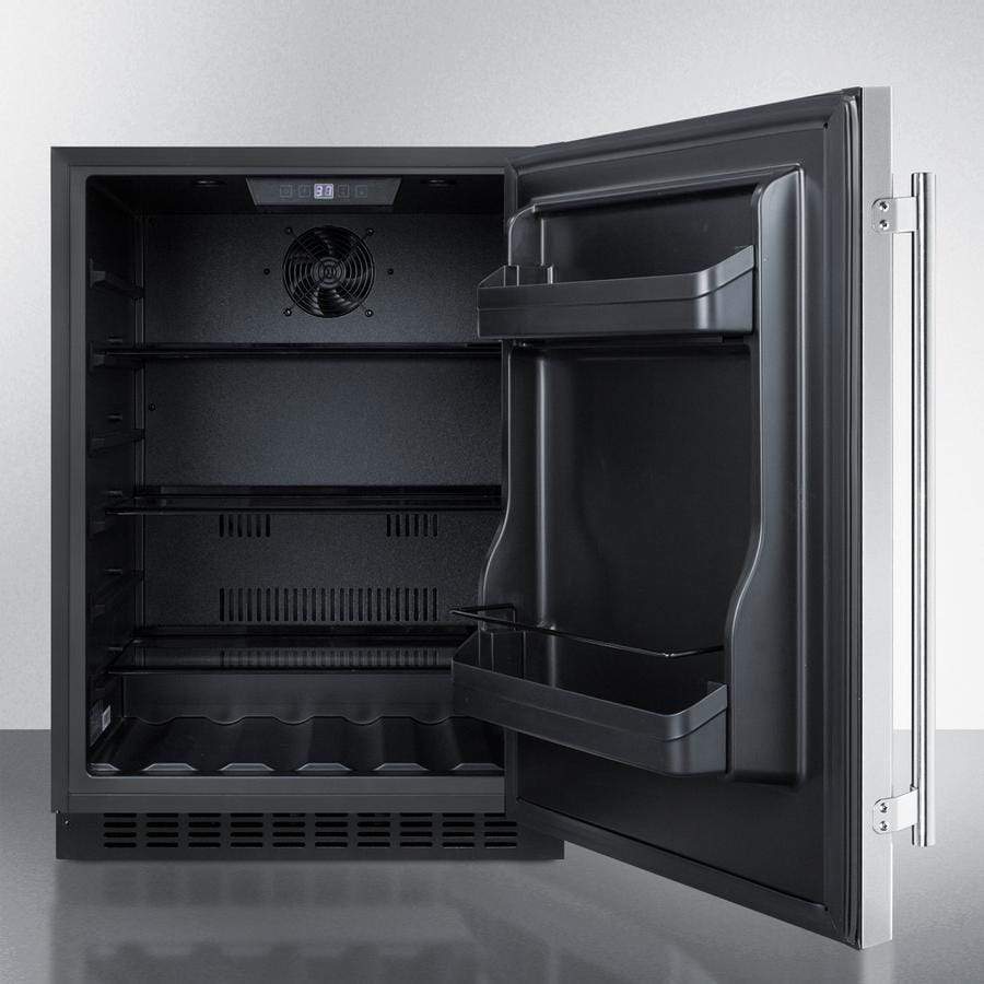 Summit 24" Built-In Undercounter ADA Compliant Black Cabinet/Stainless Steel Door All-Fridge AL54 Wine Coolers Empire