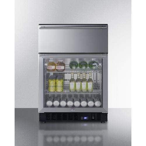 Summit 24" Wide Built-In Commercial Beverage Refrigerator With Top Drawer SCR615TD Wine Coolers Empire