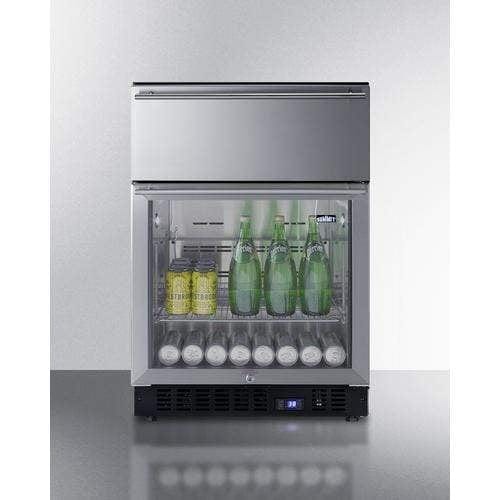 Summit 24" Wide Built-In Commercial Beverage Refrigerator With Top Drawer SCR615TD Wine Coolers Empire