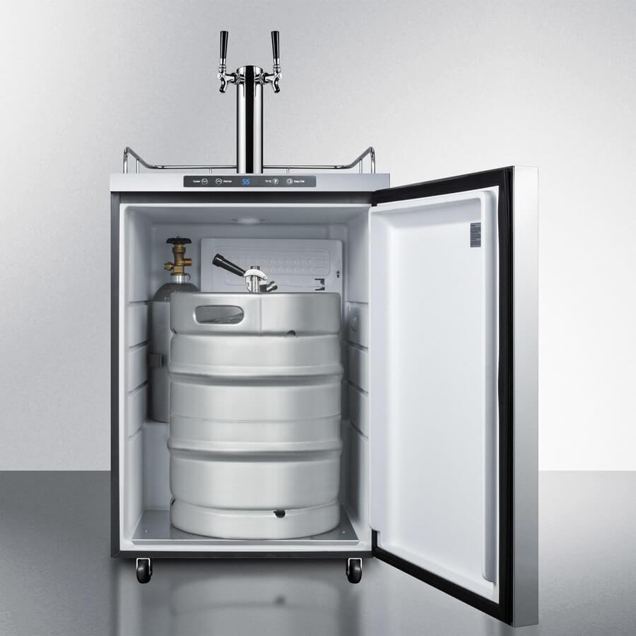 SUMMIT 24" Wide Dual Tap All Stainless Steel Outdoor Kegerator SBC635MOSHHTWIN Wine Coolers Empire