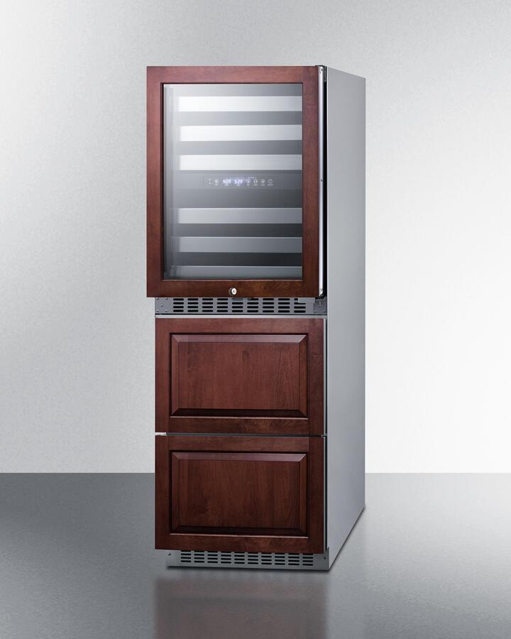 Summit 24" Wide Dual Zone Wine Cellar and 2-Drawer Refrigerator Freezer (Panels not Included)   SWCDRF24PNR Wine Coolers Empire