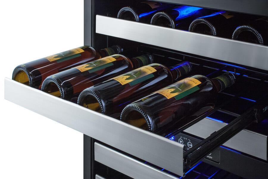 Summit 24" Wide Dual Zone Wine Cellar and 2-Drawer Refrigerator Freezer (Panels not Included)   SWCDRF24PNR Wine Coolers Empire