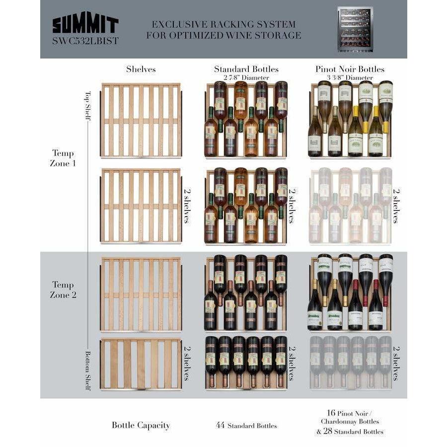 Summit 44 Bottle 24" Wide Built-In Wine Fridge SWC532LBISTCSS Wine Coolers Empire
