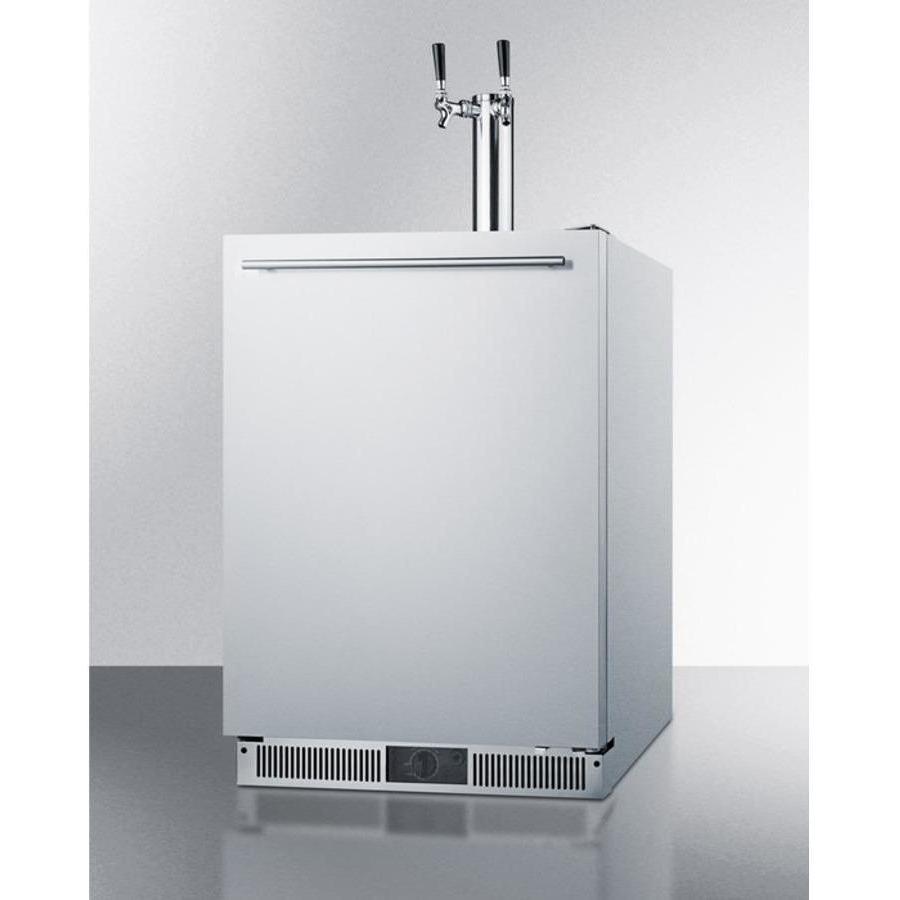 Summit Classic 24" 2 x 1/6 Barrel Stainless Steel Built-In Double Tap Kegerator SBC590 Wine Coolers Empire