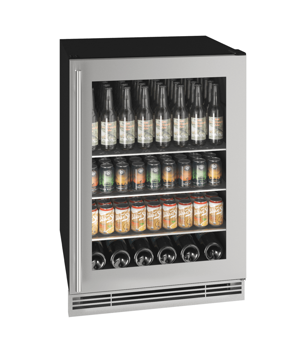 U-Line 24" Solid Glass Door Beverage Center UHBV024-SG01A Wine Coolers Empire