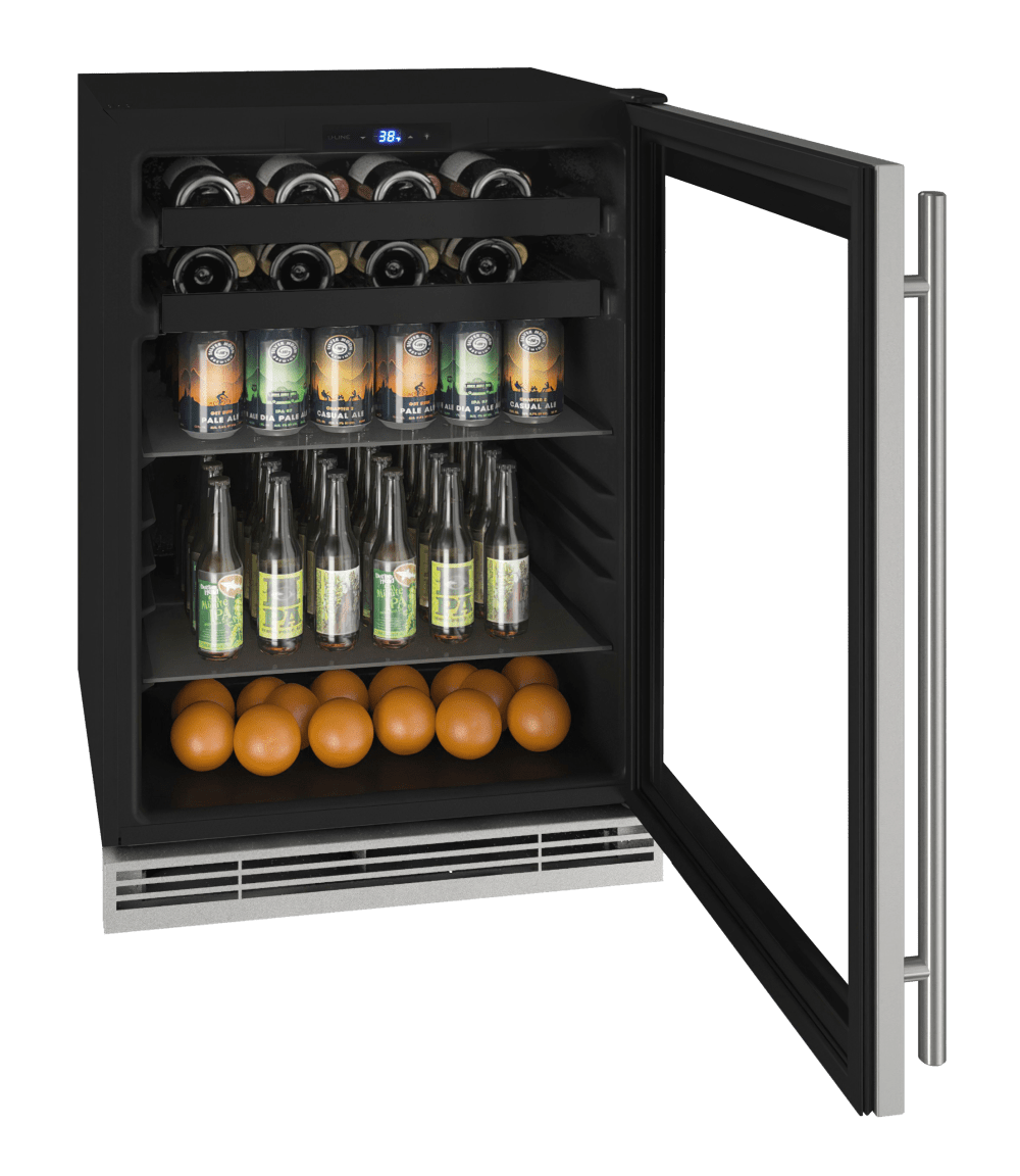 U-Line 24" Stainless Frame Beverage Center UHBV124-SG01A Wine Coolers Empire